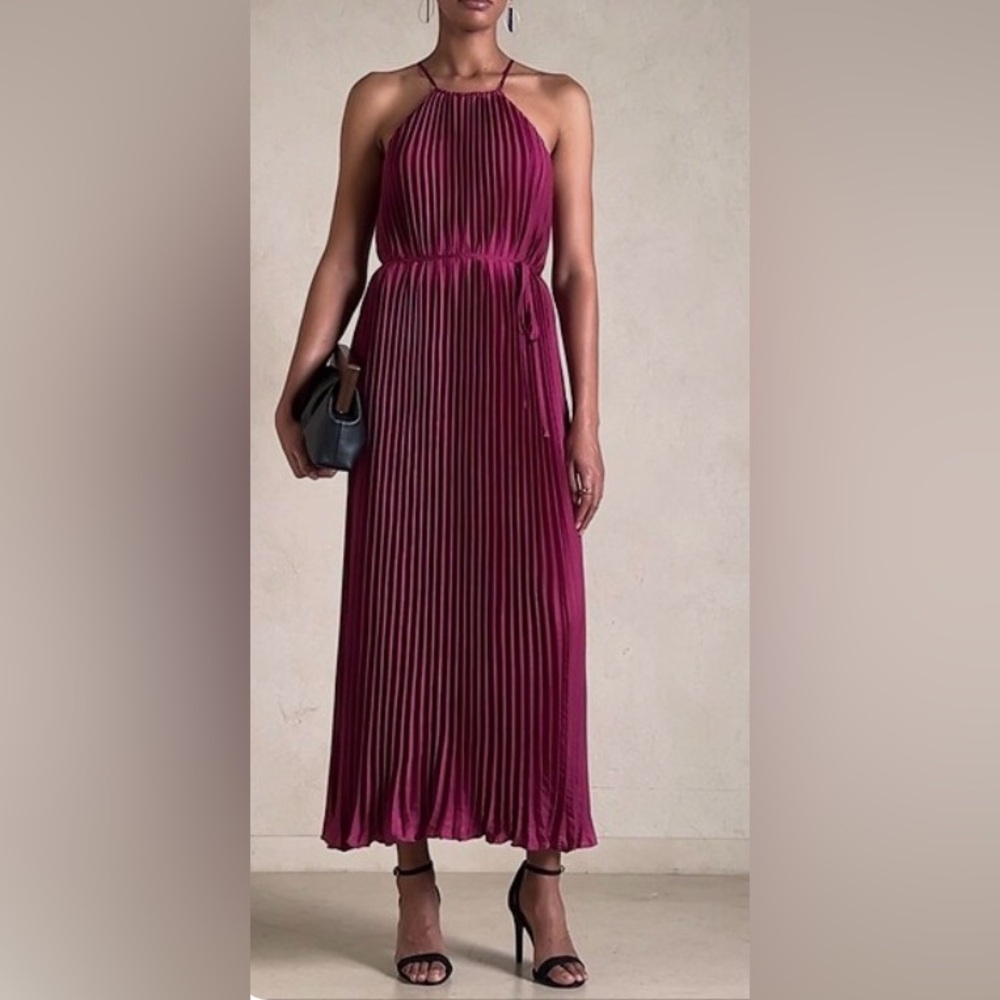 Banana Republic Halter Pleated Maxi Dress